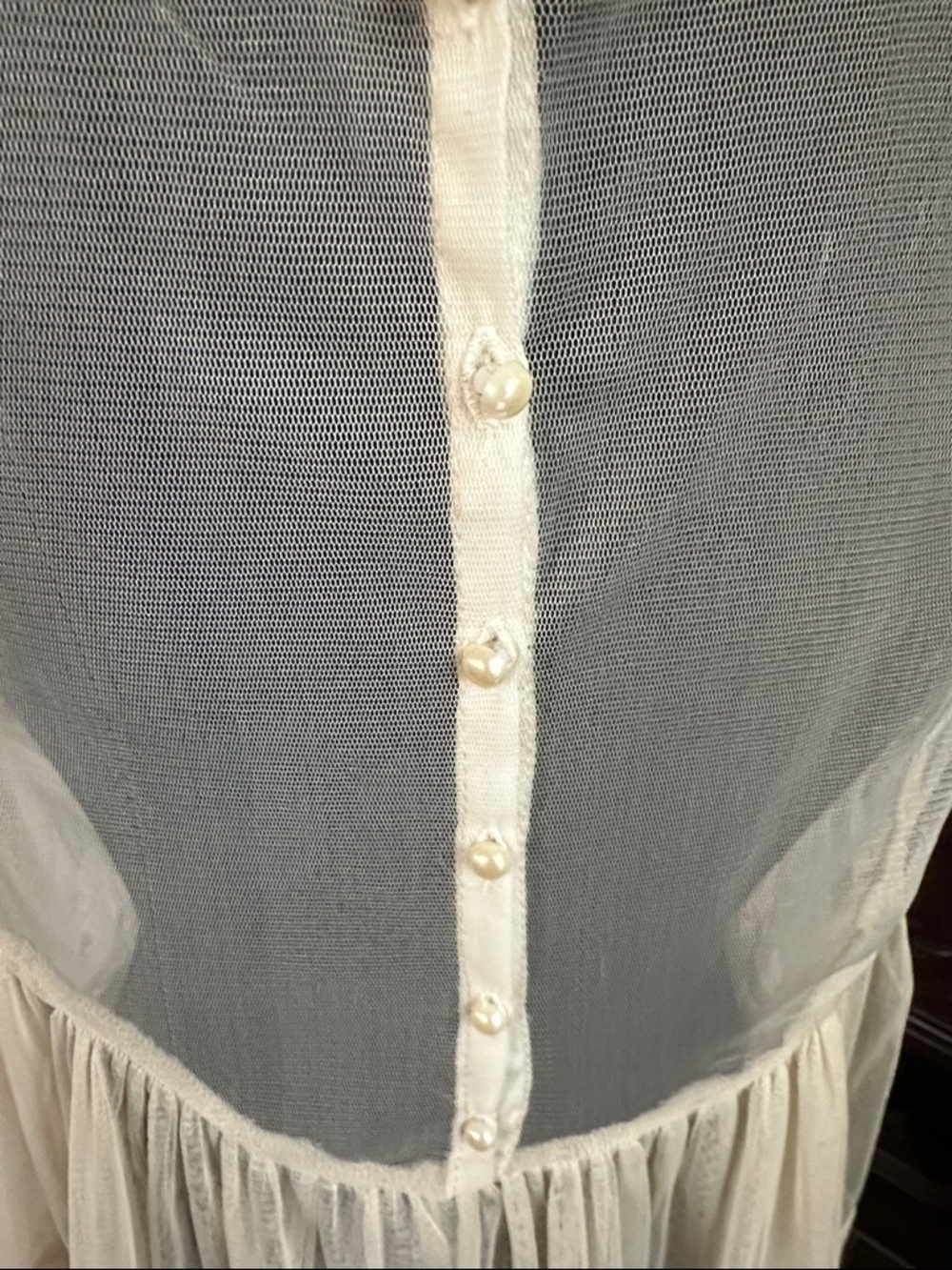 Sheer Ivory Crochet Lace Peplum Tunic - Picture 3 of 6
